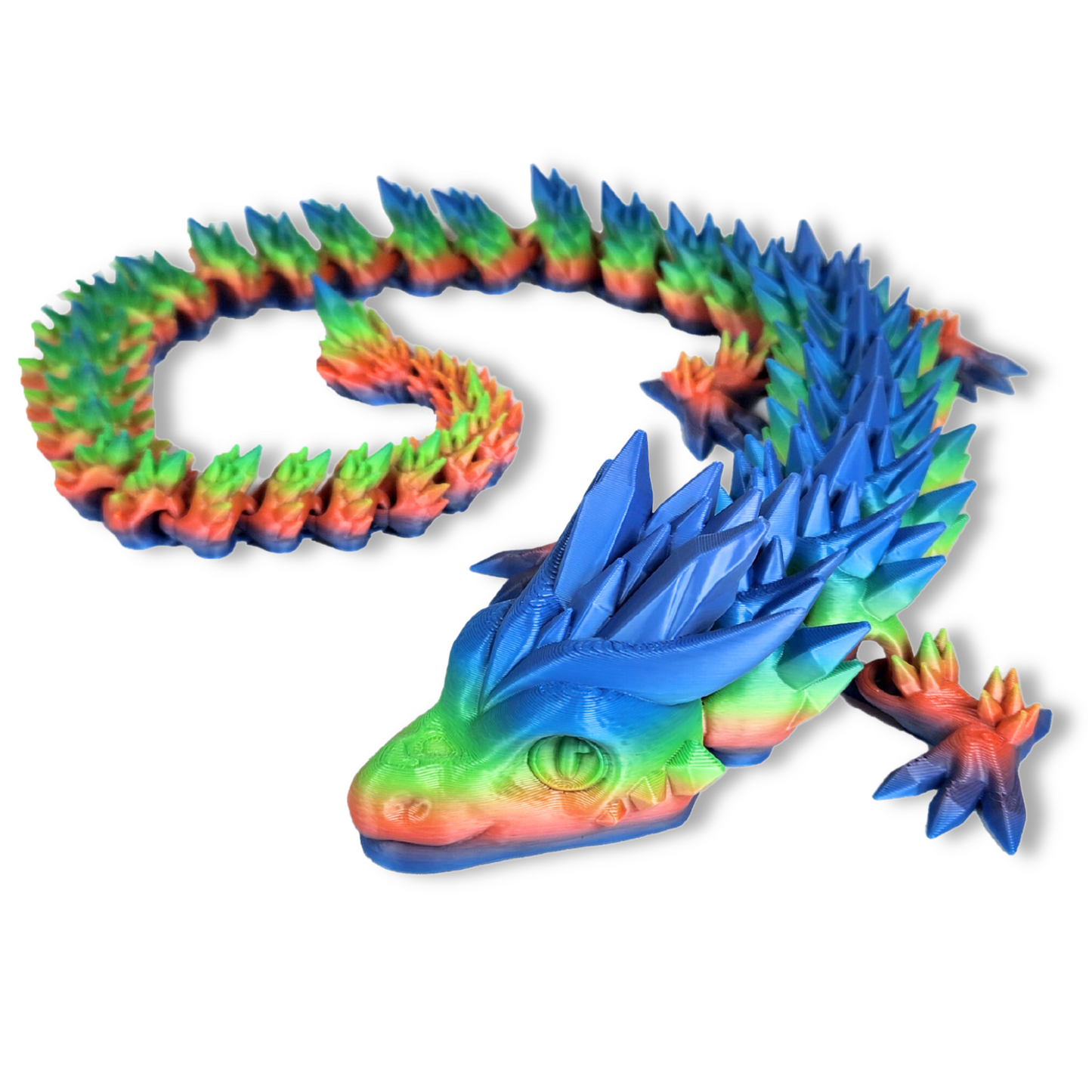 Huge 30" Articulated Crystal Dragon - Made in USA - 3D Printed, Fidget Dragon Articulating (Rainbow)